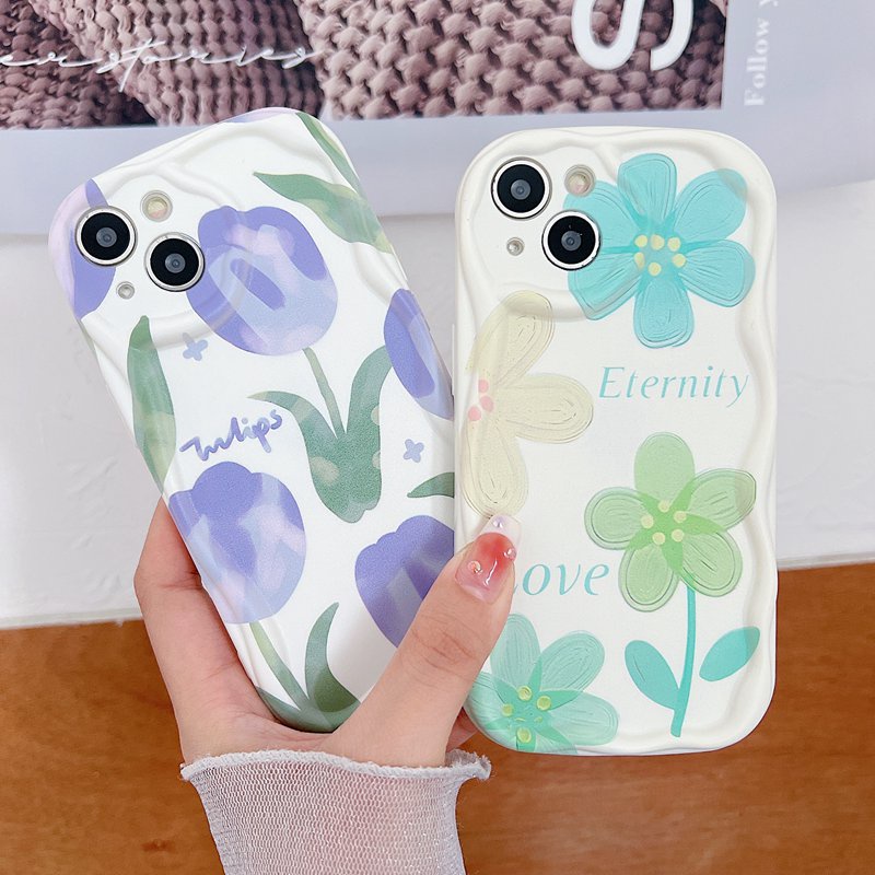 Cream Casing Nice Simple Flowers Soft Case HP iP iPhone 6 6S 7 8 14 + Plus SE 2020 2022 X XS XR 11 12 13 Pro Max Girl Woman