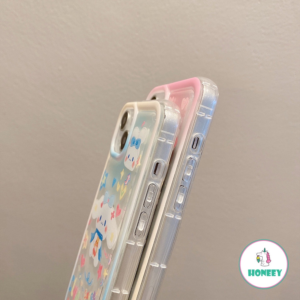 Casing Ponsel Melody Kartun Lucu Kompatibel Untuk iPhone 14 Pro 13 12 11 Pro Max XR XS 8 7Plus Bingkai Gradien Lembut Anti-Shock Air Cushion Back Cover