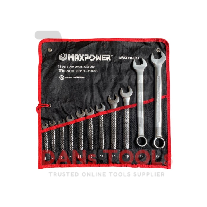 Kunci Ringpas MAXPOWER Set 11Pcs 8-24mm Ring Pas - Combination Spanner