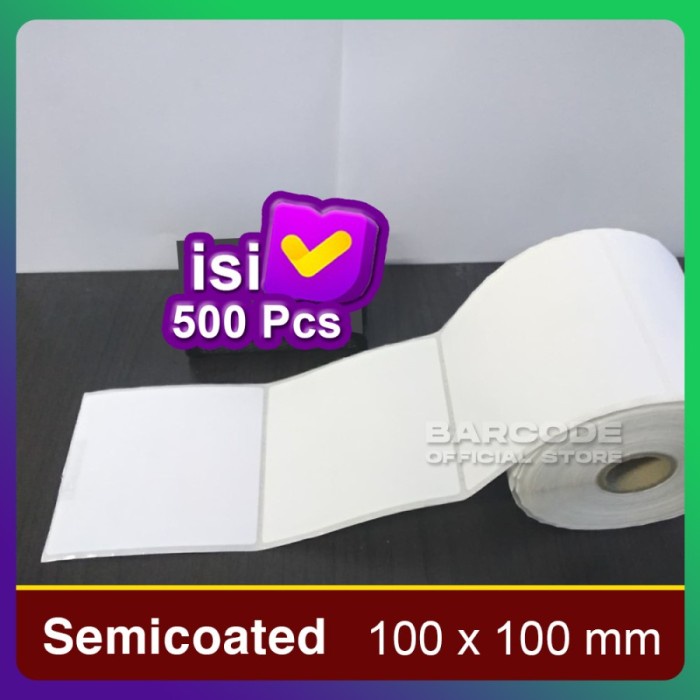 

LABEL BARCODE 100 X 100 (1 LINE) KERTAS STICKER SEMICOATED 10x10 CM PST79
