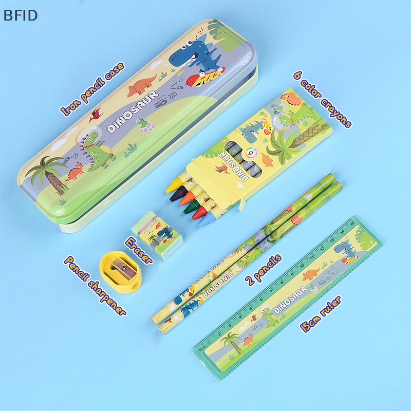 [BFID] 1set Kawaii Stationery Set Anime Pensil Case Crayon Penggaris Eraser Sharpener Perlengkapan Siswa Set Anak Hadiah Pesta Ulang Tahun [ID]