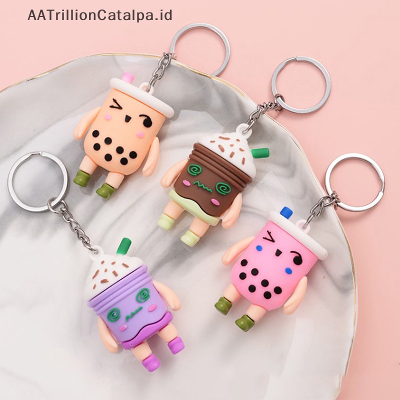 Gantungan kunci cangkir teh susu lucu pria dan wanita gantungan kunci mobil couple tas liontin dessy
