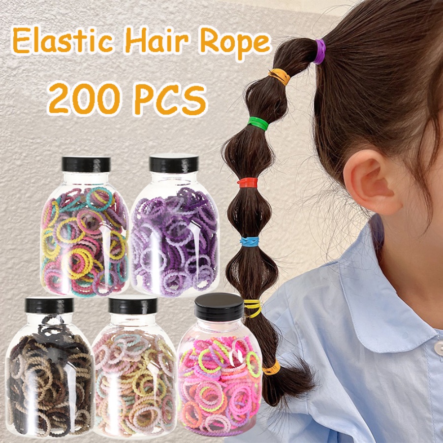 200pcs Colorful Elastic Hair Rope Girls Cute Hair Ties Rubber Band Woman Hair Accessories