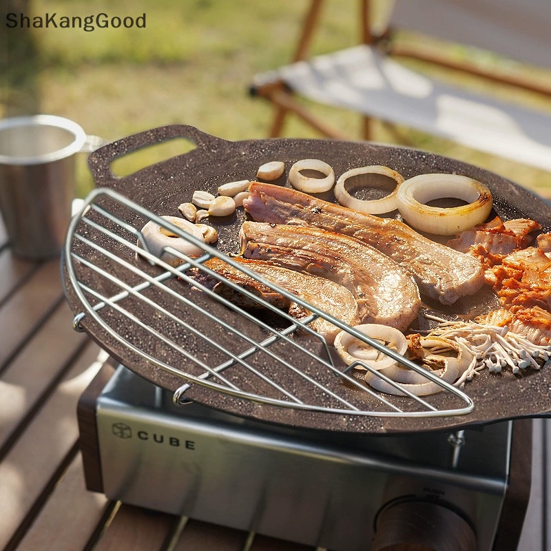 Panggangan anti lengket mporttainless steel mportarbecue grill kagakdoor camping Barbecue krancang setengah lingkaran grill k