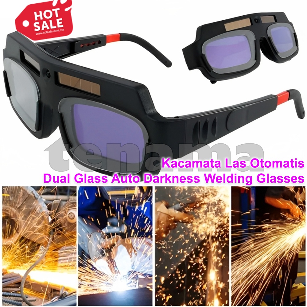 Kacamata Las Otomatis Dual Glass Solar Auto Darkness Welding Glasses