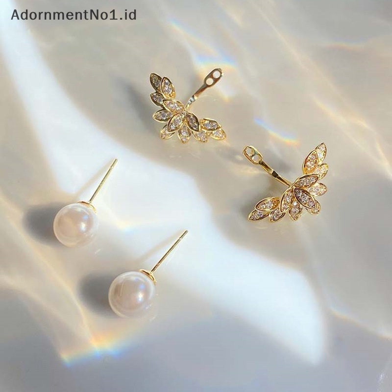 [AdornmentNo1] Kristal mutiara bunga Drop anting untuk wanita Fashion perhiasan berlian imitasi anting hadiah