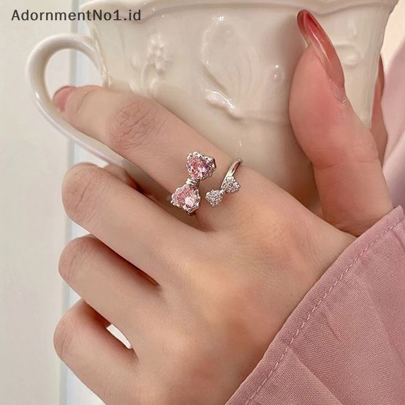 [AdornmentNo1] Gaya korea eksquisite Pink ikatan simpul pembukaan cincin Adjustable manis lucu temperamen Fashion cincin sederhana untuk perhiasan wanita