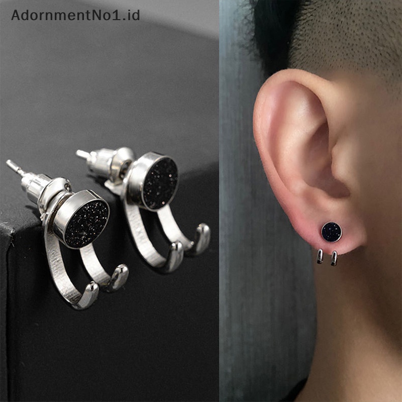 [AdornmentNo1] Trend Hook Paw Stud Earrings untuk pria wanita hitam pasangan kepribadian Hip-hop anting aksesoris pesta