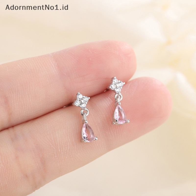 [AdornmentNo1] Korea lucu telinga tetesan air anting untuk wanita berlian imitasi pendek rumbai anting perempuan perhiasan pesta