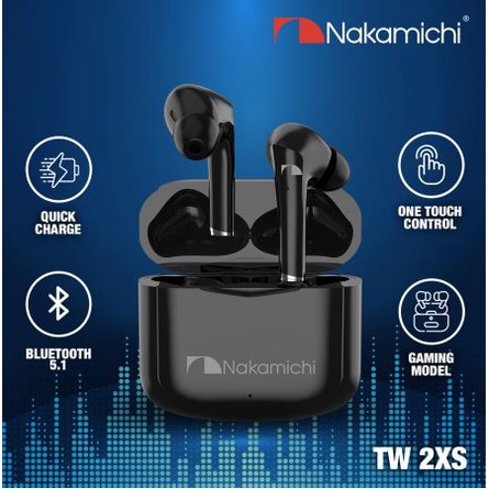 NAKAMICHI Headset Bluetooth TWS TW2XS Earphone BT5.1 HiFi with Microphone Powerful Sound Power Bass