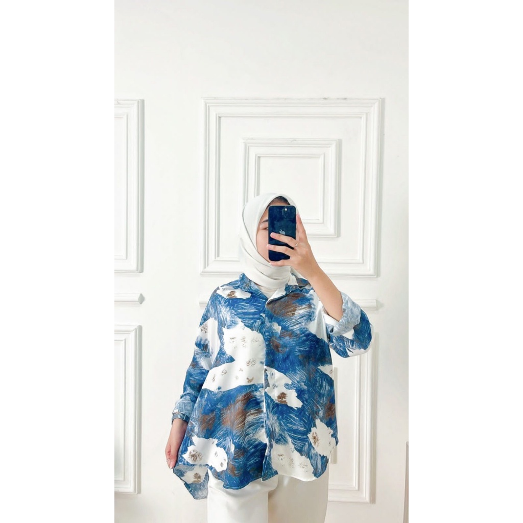 BEFAST - ZFS OOTD WANITA KEMEJA NADIA / MONTY OVERSIZE MARBLE SHIRT / Hem Wanita Keluaran Terbaru / Fashion kekinian Remaja ABG Trendy / Kemeja Lengan Panjang Formal / Outfit Daily Wanita Remaja / Hem Motif Abstrak