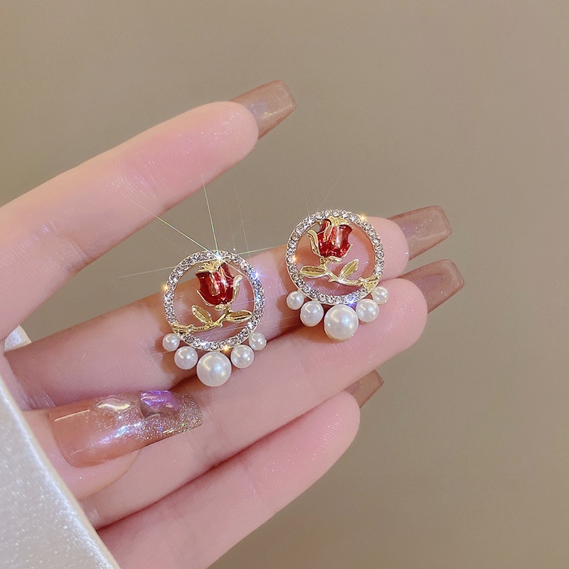 Anting mutiara dessyulip temperamen fashion wanita gaya vintage