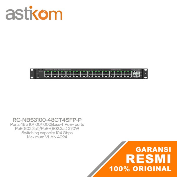 Ruijie Reyee RG NBS3100 48GT4SFP-P 48-Port 48X Gigabit POE Switch 370W