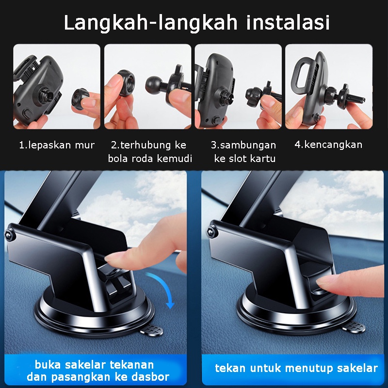 Car Holder 360 Rotable HP Mobil Stand Holder Pemegang HP Bisa Disesuaikan Dashboard Securely Silicon