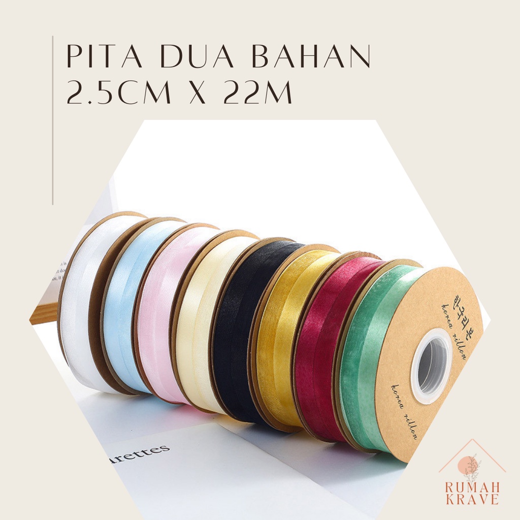 

RUMAH KRAVE - Pita Dua Bahan 2.5cm x 22 m Ribbon Premium