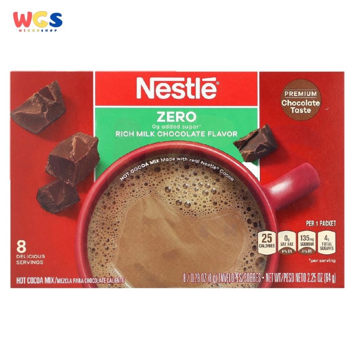 Nestle Hot Cocoa Mix Rich Milk Chocolate Flavor Zero Sugar 8s x 8g