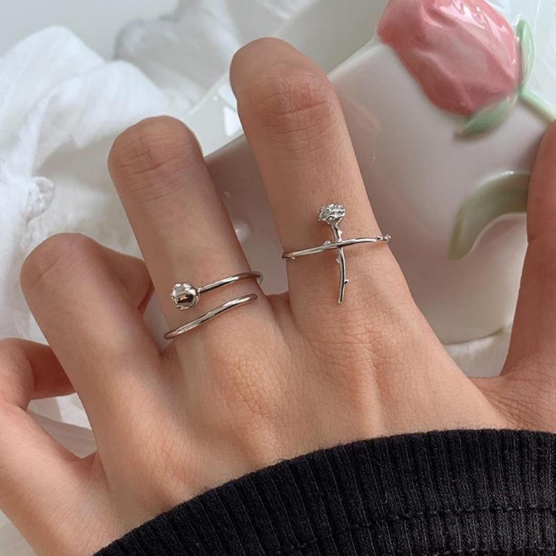 Cincin Mawar Duri Bunga Bahan Alloy Fashion Untuk Perempuan