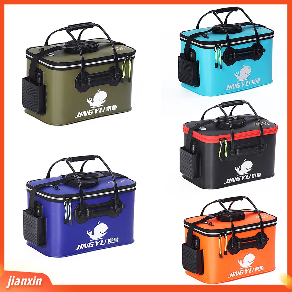 (In Stock) Kotak Pancing Dapat Dilipat Tahan Air EVA Zipper Closure Fishing Tackle Carry Bucket Untuk Camping Memancing Outdoor