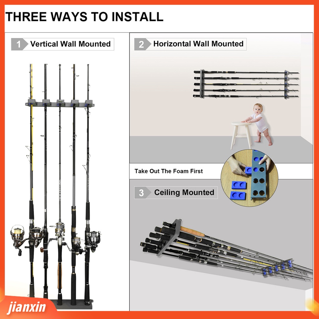 (In Stock) Holder Pancing Penahan Benturan Ruang Penyimpanan Besar Bahan Plastik Anti Gores Compact Rak Batang Dinding Untuk Rumah