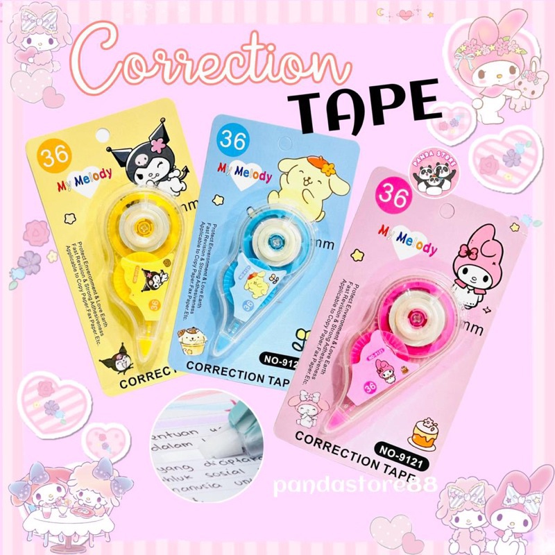 

Correction Tape/ Tip Ex Sanrio 36 meter Kuromi Pompompurin Melody