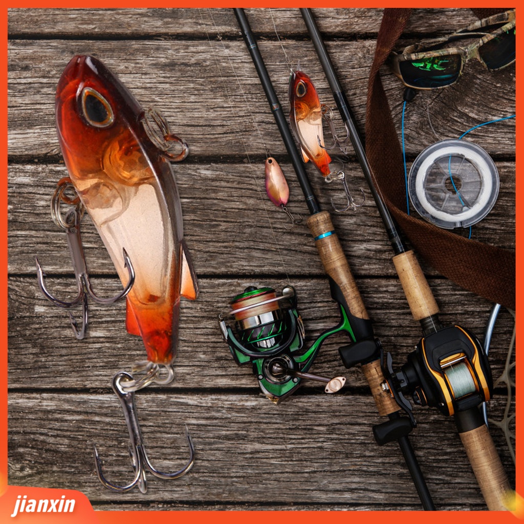 (In Stock) 4.5cm /4g Umpan Palsu 3D Mata Lingkaran Ganda Berduri Treble Hook VIB Umpan Untuk Angling