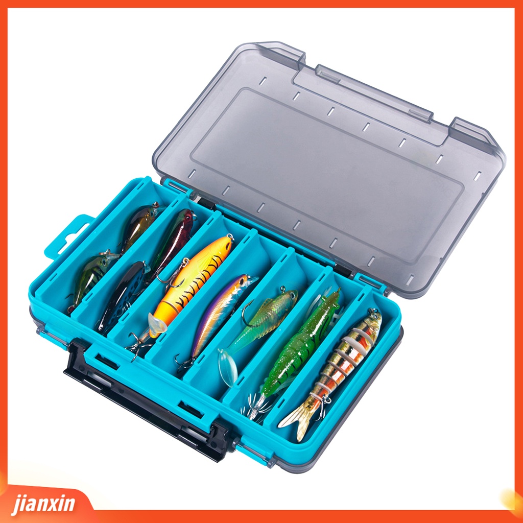 (In Stock) ABS Lure Box Multifungsi Portabel Dua Sisi 14kisi Kotak Umpan Untuk Angling