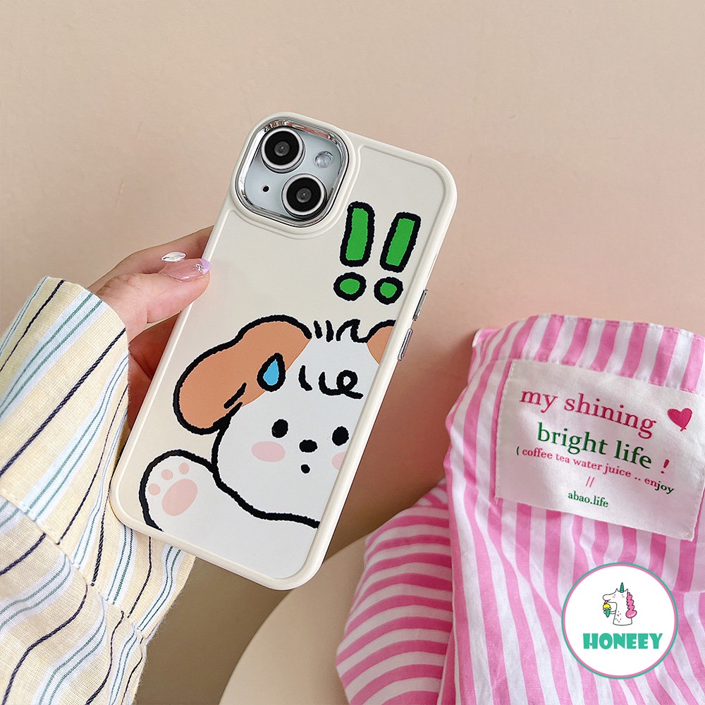 IPHONE Casing Ponsel Kartun Kelinci Pink Kompatibel Untuk Iphone14 Pro 13 12/12pro 11 Pro Max Cute Puppy Shockproof Back Cover