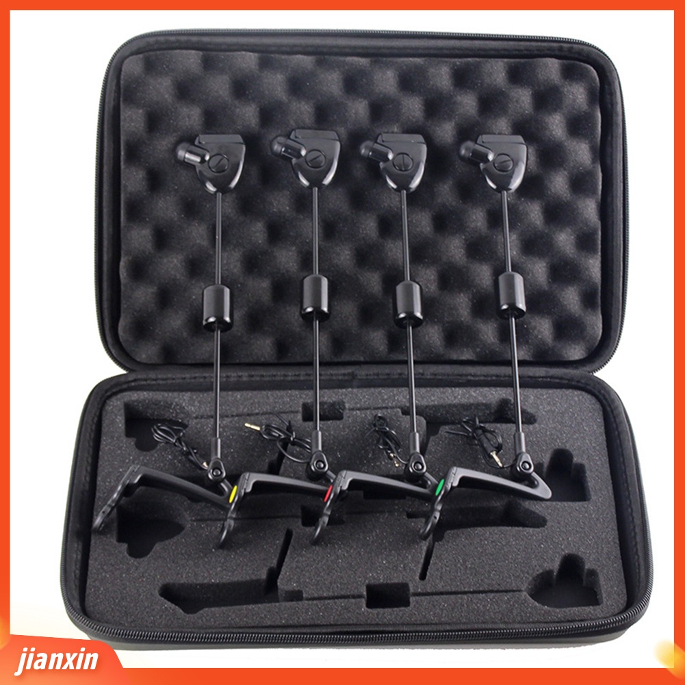 (In Stock) 4Pcs /Set 4led Indikator Warna Gigitan Alarm Memancing Swinger Set Dengan Kantong Penyimpanan