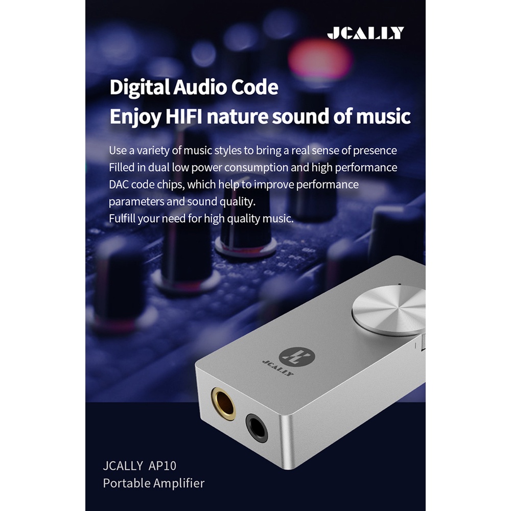 Jcally AP10 Portable DAC Amplifier Dengan Dual CS43131 DAC Chip Phones AMP Mendukung 3.5mm /4.4mm Dual Output 32bit /384kHz DSD256