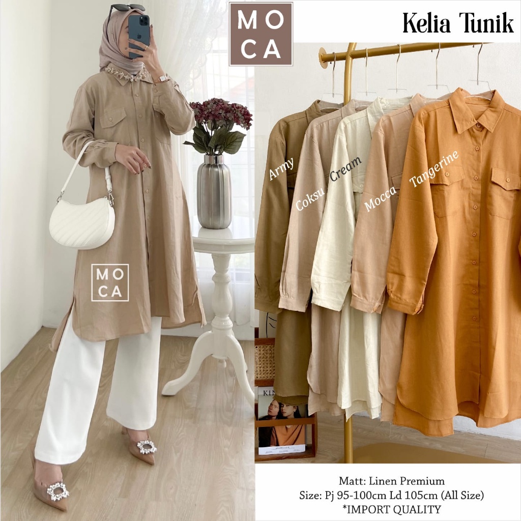 KELIA TUNIK ORI MOCA | Ld105 Linen Premium