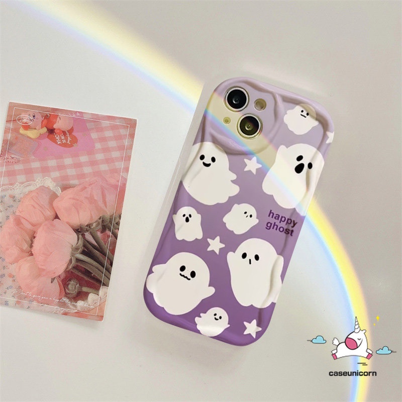 Kartun Lucu Hitam Putih Hantu Kecil Pasangan Case Untuk Redmi Note12 10 8 11 9 10s 11s Pro Max Redmi 10C 10A 9T 9 A1 9C NFC A2 A9 POCO M3 Bintang Doodle 3D Wavy Curved Edge Soft Cover