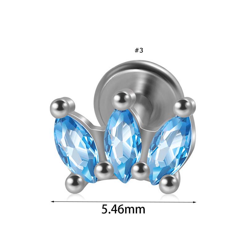 1buah Benang Internal G23 Titanium Bibir Labret Stud Kepala Datar Helix Pinna 16Gauge Piercing Hypoallergenic Mahkota Bentuk Kupu-Kupu