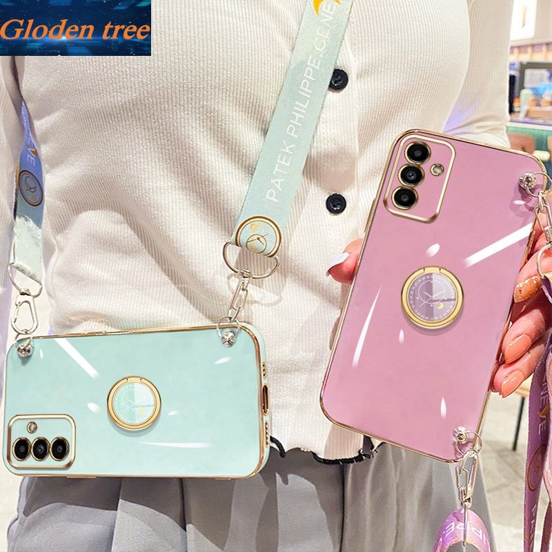 Gloden tree Phone Case Untuk Samsung Galaxy A14 A13 A24 4G 5G A04S A34 A54 5G M23 F23 M52 M14 5G Original Casing Dengan Watch Standand Lanyard