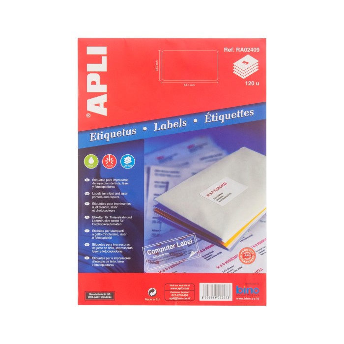 

[Artomas] APLI Label White Paper A4 64 X 33.9MM 120 unit #RA02409