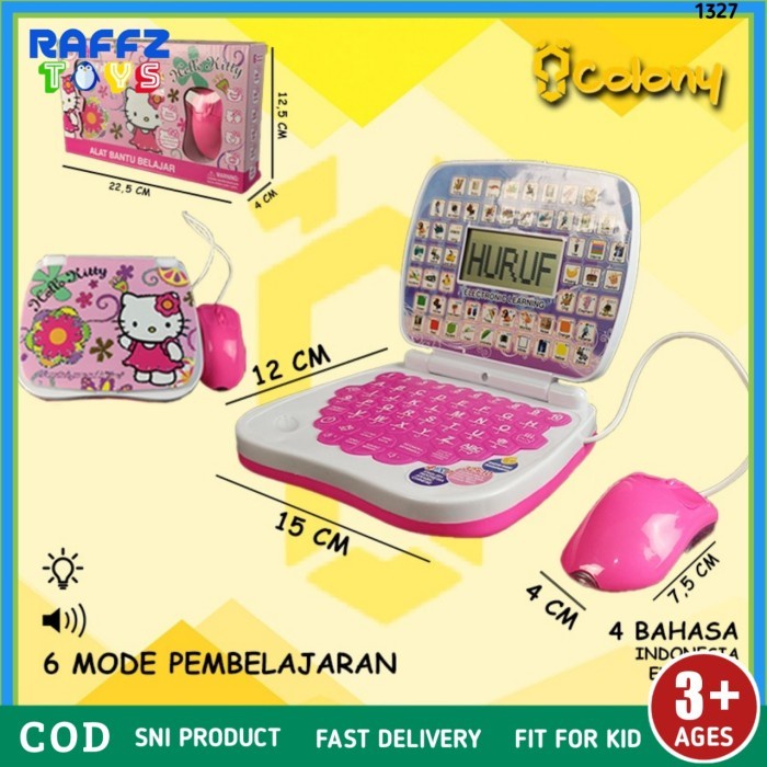Mainan Laptop Anak Edukasi Belajar 4 Bahasa Layar LED Plus Mouse - Hello Kitty