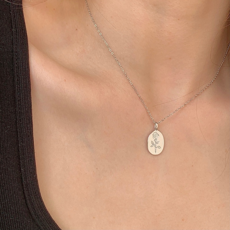 Roselife Retro Perak Mekar Rose Liontin Kalung Untuk Wanita Gadis Elegan Bunga Pesona Tulang Selangka Rantai Kalung Perhiasan Hadiah