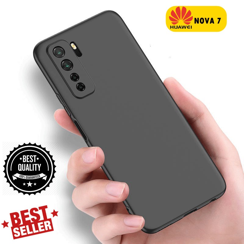 SALE SALE P/B- CASING COVER Huawei Nova 7 Macaron list sfot case hitam polos silicone casing cover n