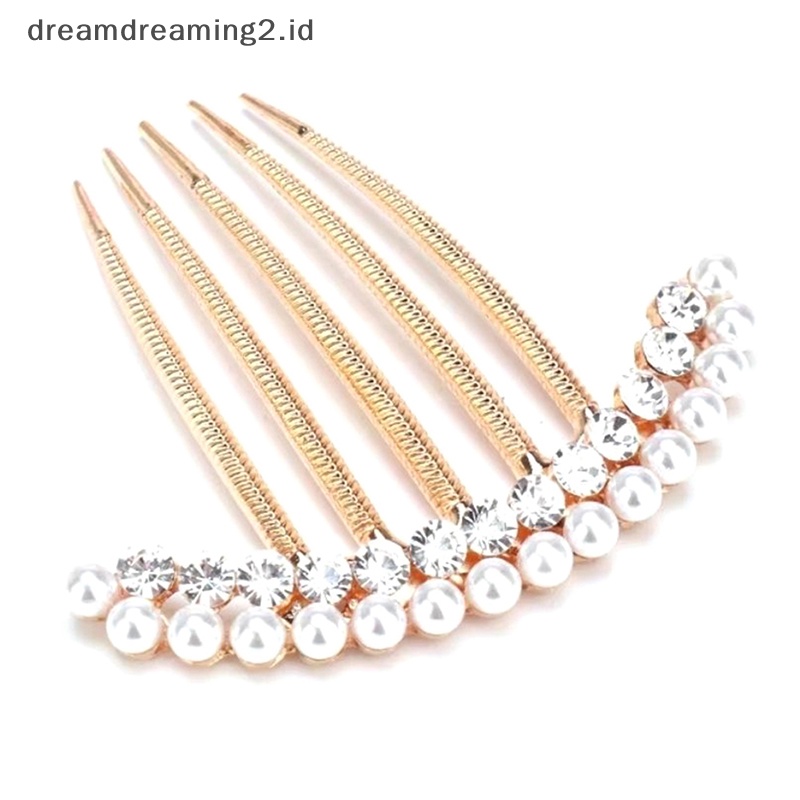 (drea) 5gigi Sisir Sisi Rambut Mutiara Kristal Hairpin Comb Wedding Bridal Berlian Imitasi Mutiara Kristal Sisir Rambut Cakar Hairpin Hiasan Rambut Aksesori //