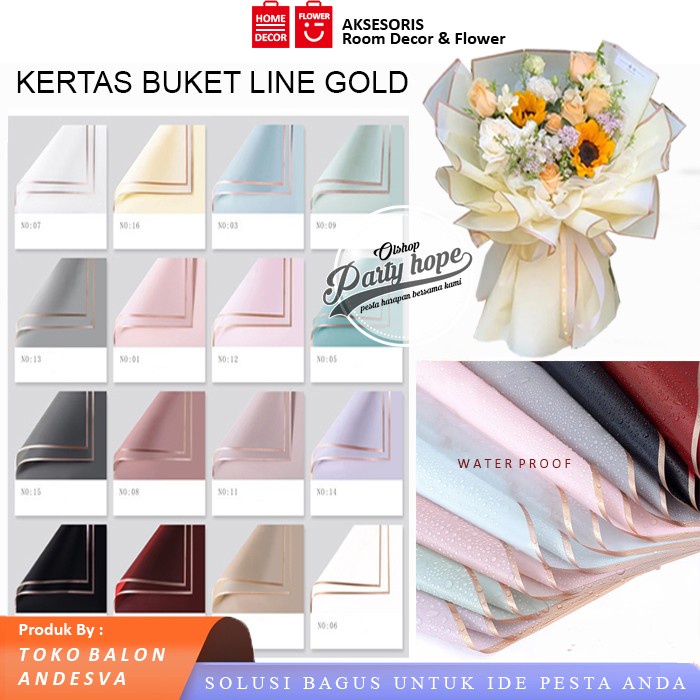 

[isi 20] Kertas Buket Bunga Florist / Flower Wrapping Paper List Gold