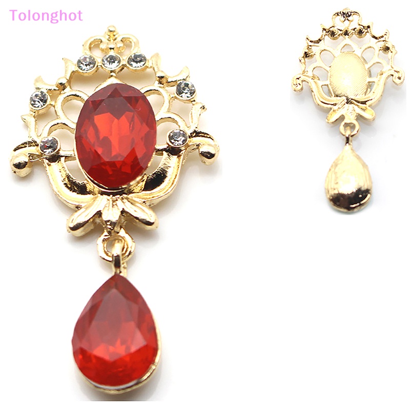 Tolonghot&gt; Vintage Alloy Drop Pendant Rhinestones Pakaian Perhiasan Aksesoris Hiasan Kepala Kristal Warna Emas Datar Kembali Ornamen Dekorasi well