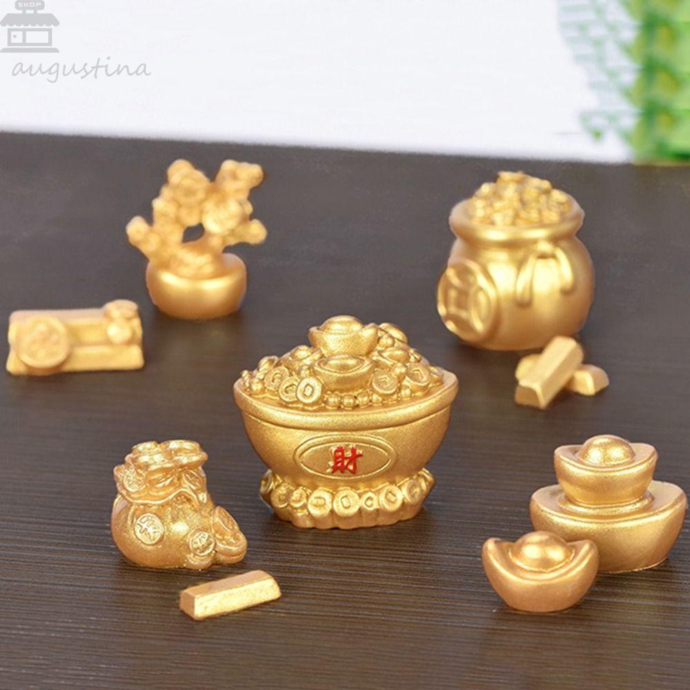 AUGUSTINA Ornamen Kecil Meriah Labu Perahu Tahan Lama Tahun Baru Dekorasi Hiasan Kerajinan Resin Home Decor Desktop Decor DIY Ornamen Menguntungkan