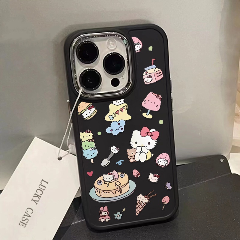 IPHONE Casing Ponsel Silikon Kucing Lucu Kompatibel Untuk Iphone14 13 12 11 Pro Max XS X XR 8 +7Plus Casing Lembut Shockproof Metal Buttons Cover Cell Precticer