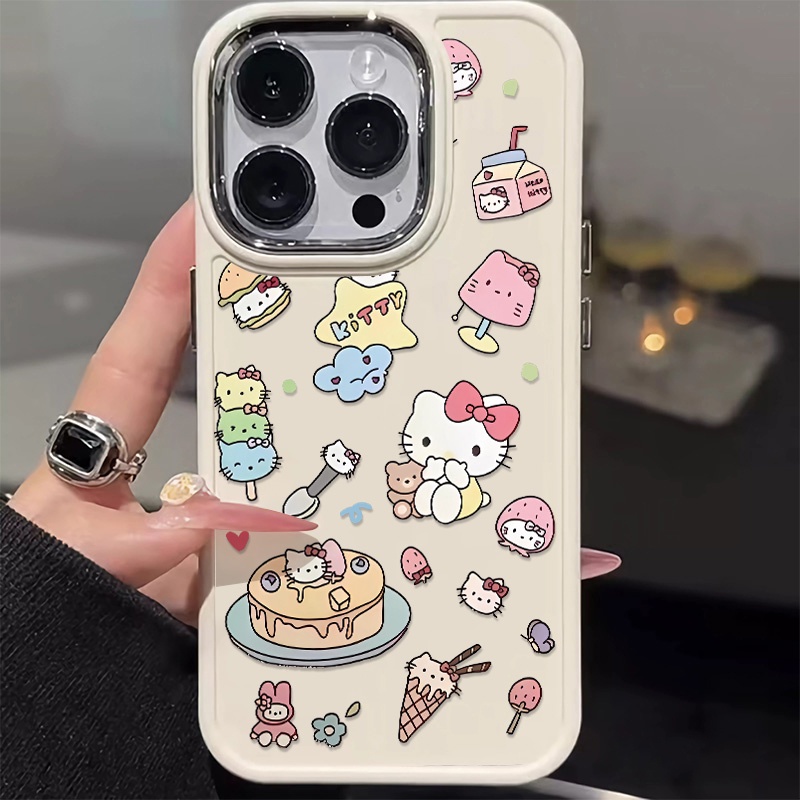 IPHONE Casing Ponsel Silikon Kucing Lucu Kompatibel Untuk Iphone14 13 12 11 Pro Max XS X XR 8 +7Plus Casing Lembut Shockproof Metal Buttons Cover Cell Precticer