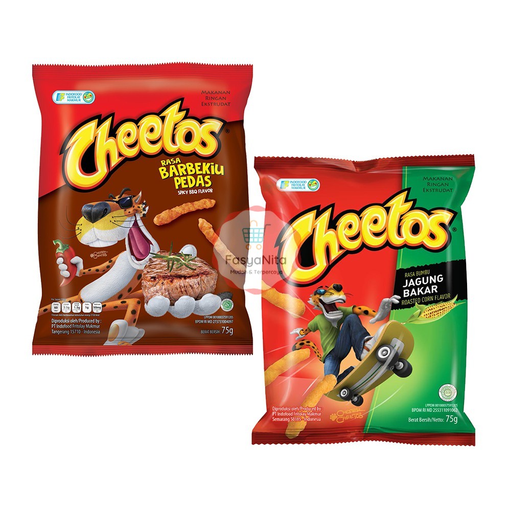 

Chiki Cheetos 75 gr ( Jagung Bakar / Barbekiu Pedas ) / Cheetos Puff 60 gr ( BBQ Steak / Cheddar Cheese )