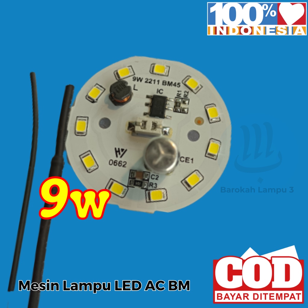 PCB Lampu LED / 9 Watt / BM 9w / PCB Lampu LED AC / Mesin Lampu LED AC / PCB / Lampu / LED / AC / Sp