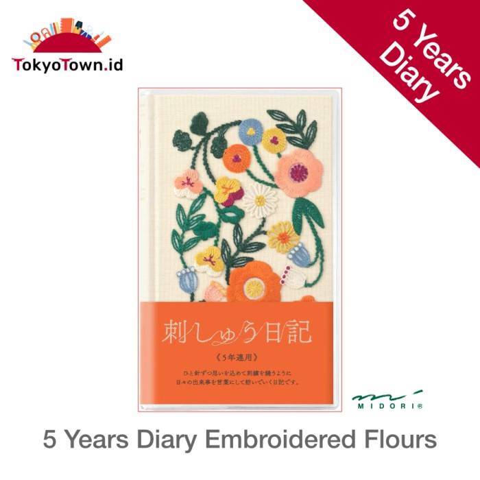 

✨BISA COD✨ -Midori 5-Years Diary “Floral Embroidery”