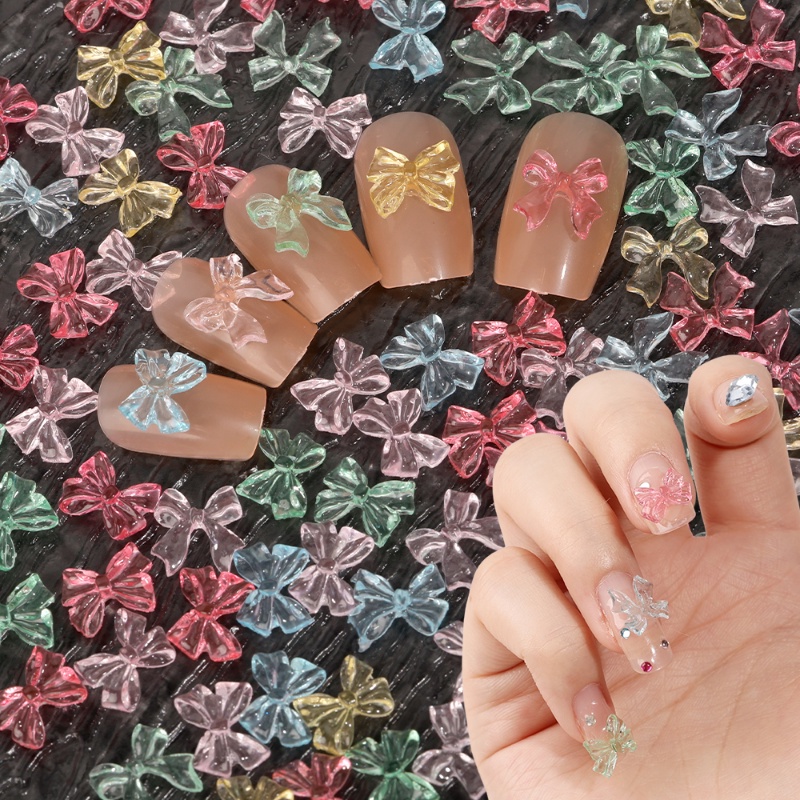 [Fitur] 10/30 /50 Pcs/Bag Korea Resin Nail Art/Dekorasi Kuku Kupu-Kupu/Mini Jelly Bow Stereo Hiasan Kuku/DIY Manicure Aksesoris/Perhiasan Bagian Bor Kuku