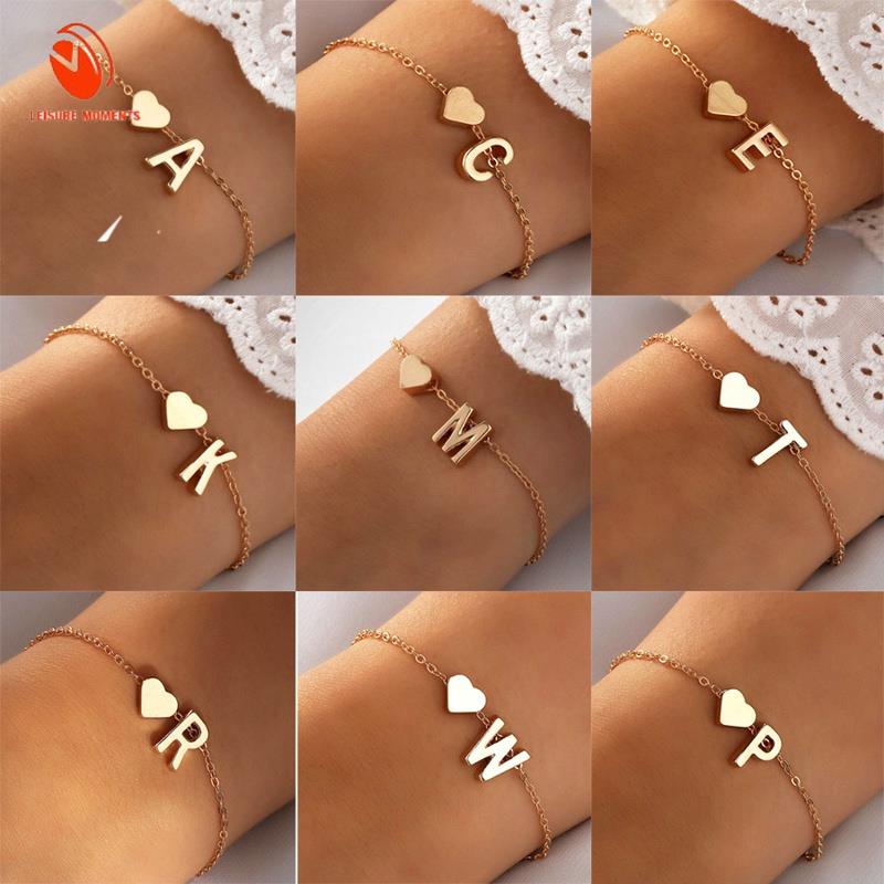 (A-Z)Gelang Huruf Gold 18K Cubic Zirconia Alfabet Aksesoris Wanita A-Z2023