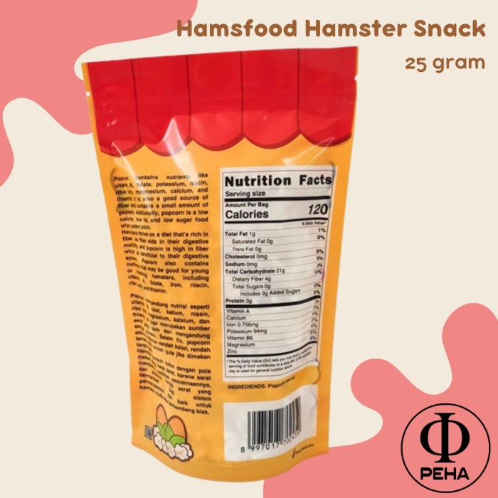 Hamsfood Snack Hamster Cemilan Hamster Makanan Popcorn Hamster