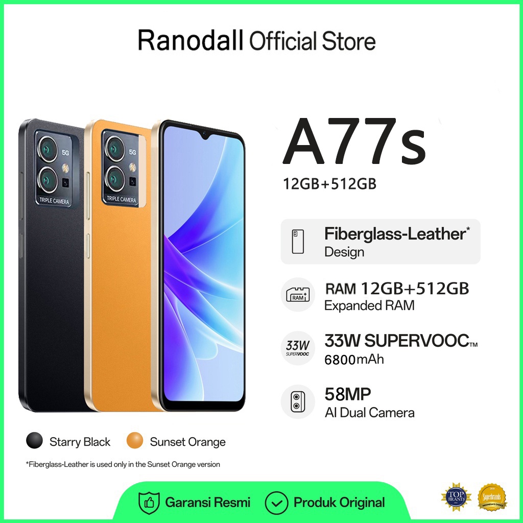 【CATM】Hp Promo A77s Handphone 7.5 Inci Layar Tetesan Air Smartphone 12gb Ram+512gb Rom 6800mah Bater